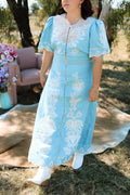 Farm Rio Embroidered Linene Midi Dress - Size 14