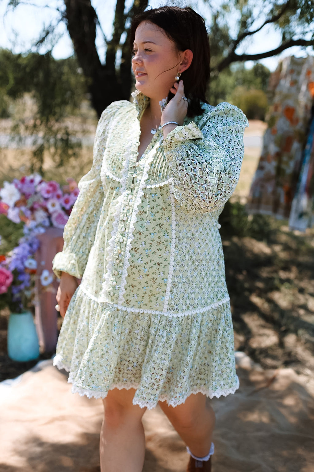 Alemais Maeve Embroidered Mini Dress - Size 10