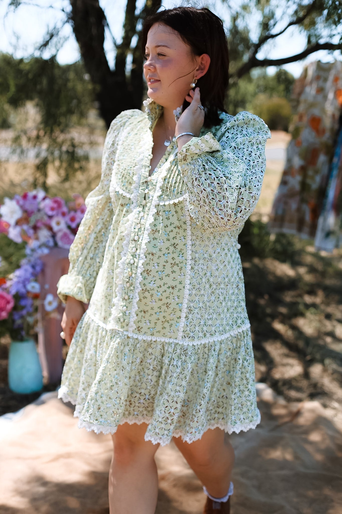 Alemais Maeve Embroidered Mini Dress - Size 10