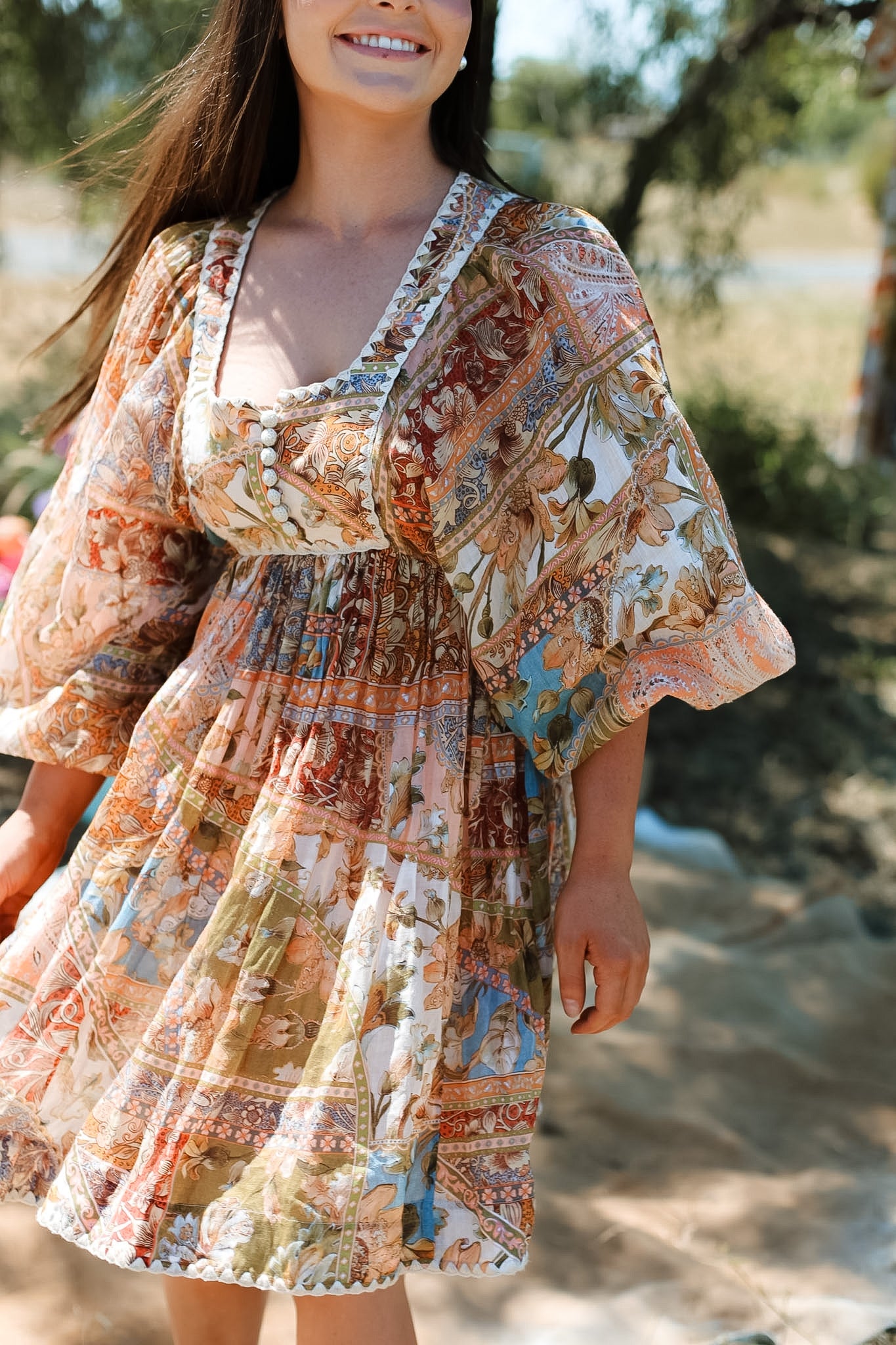 Zimmermann Chintz Crochet-Trimmed Mini Dress - Size 8