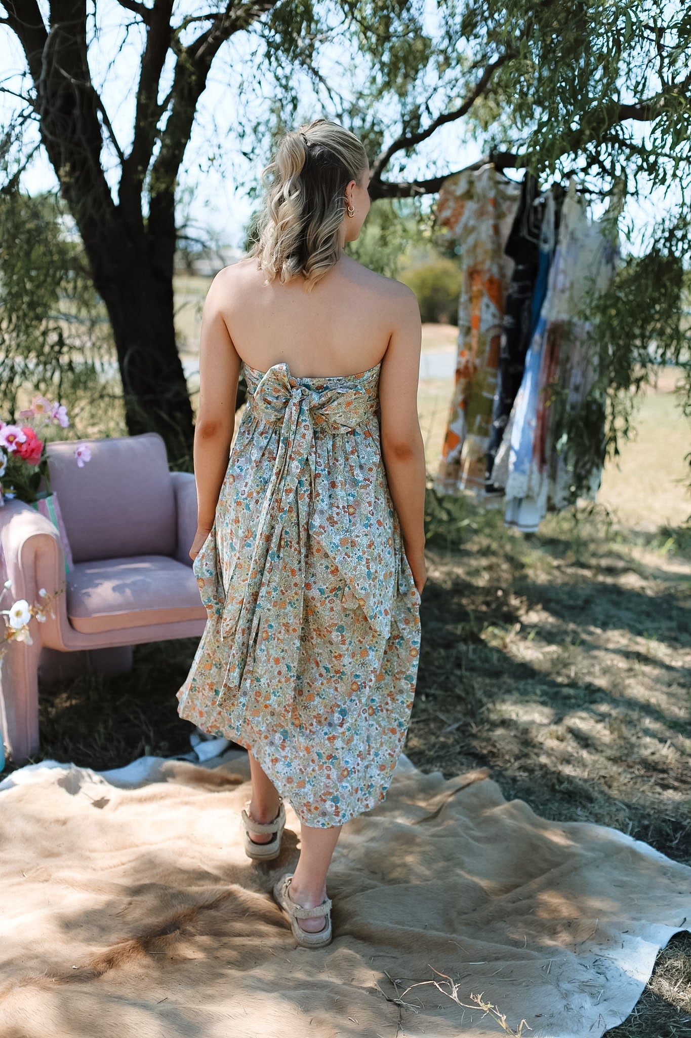 Isabella Longginou Floral Midi Dress - Size 8