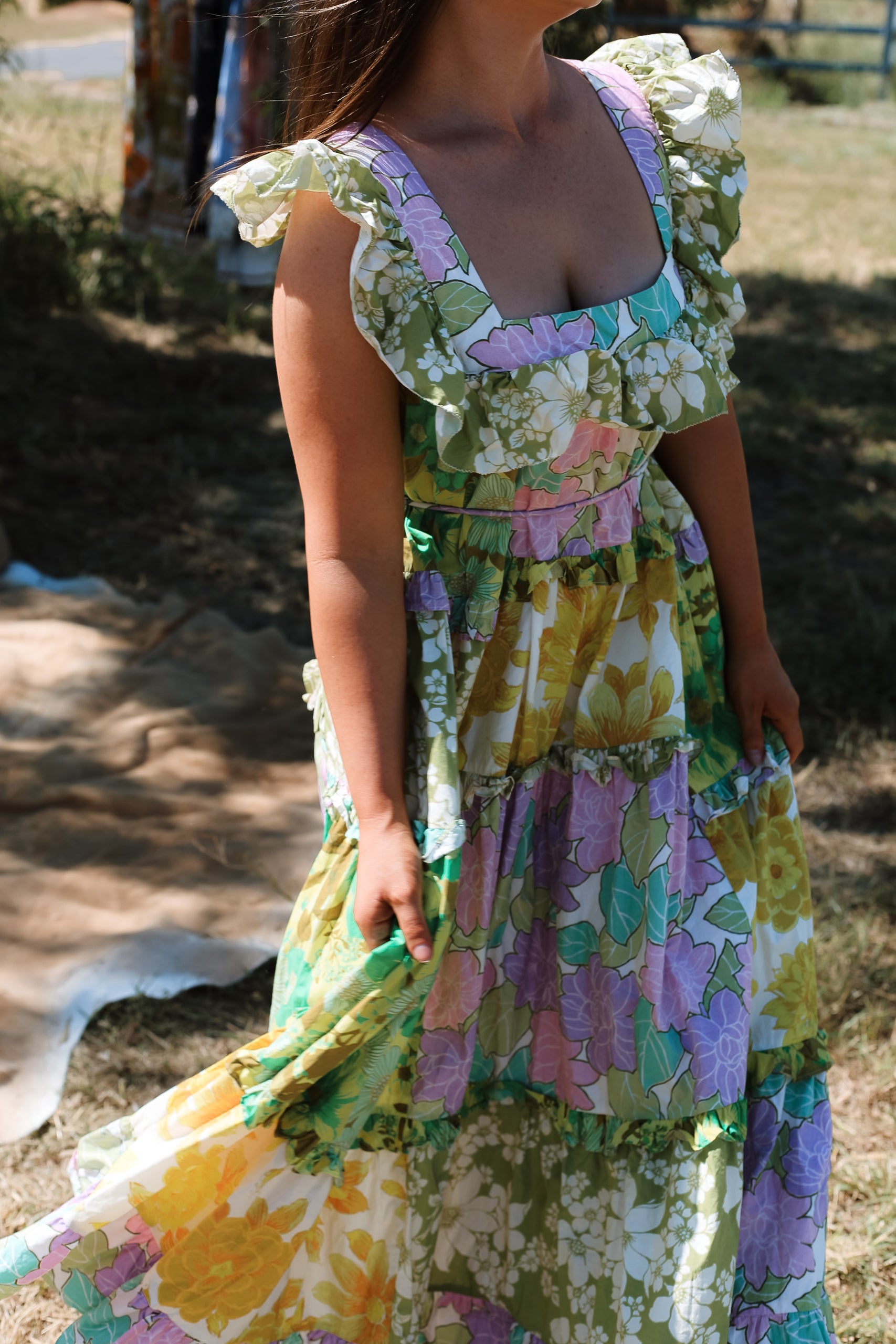 Alemais Elora Tiered Patchwork Midi Dress - Size 10