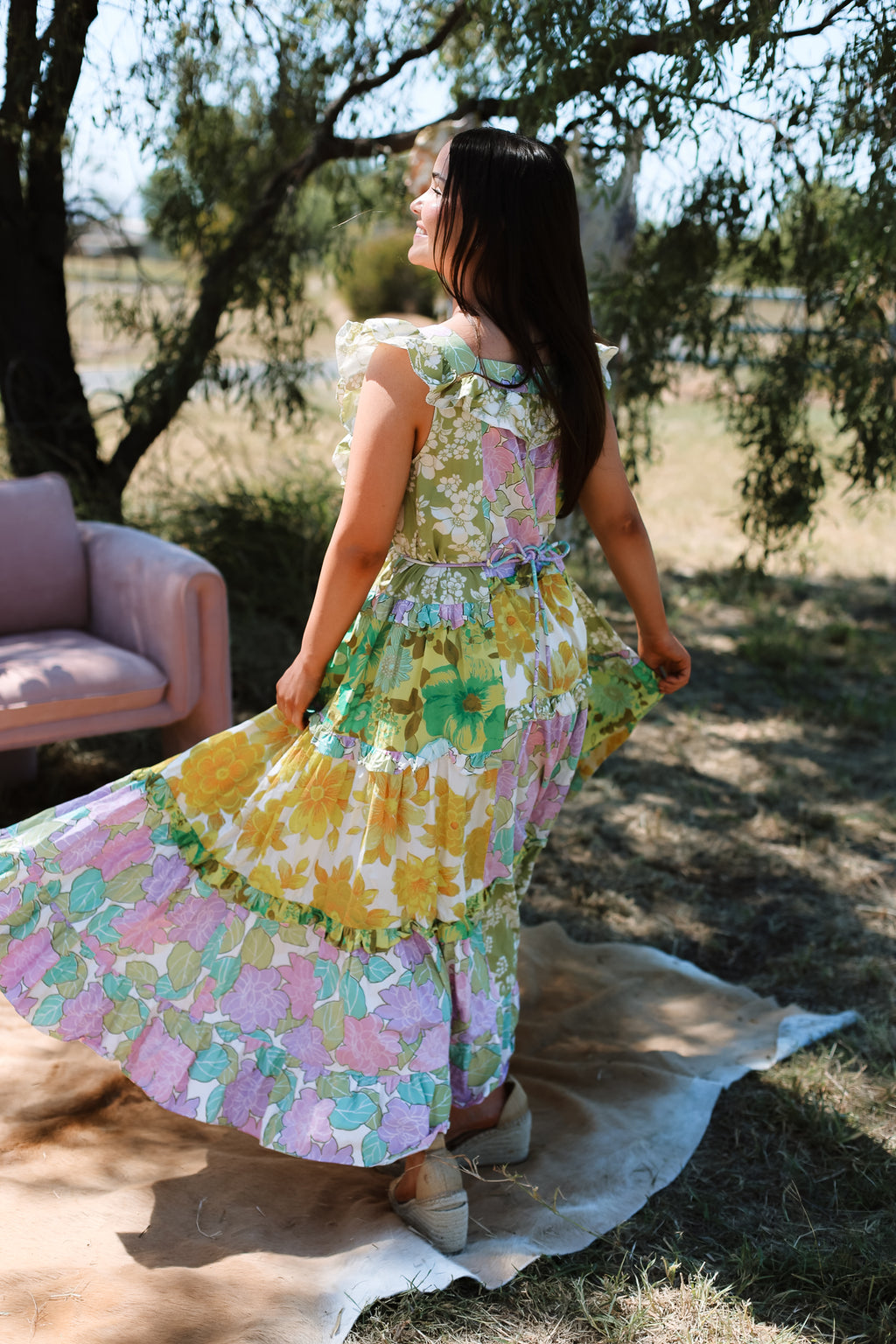 Alemais Elora Tiered Patchwork Midi Dress - Size 10