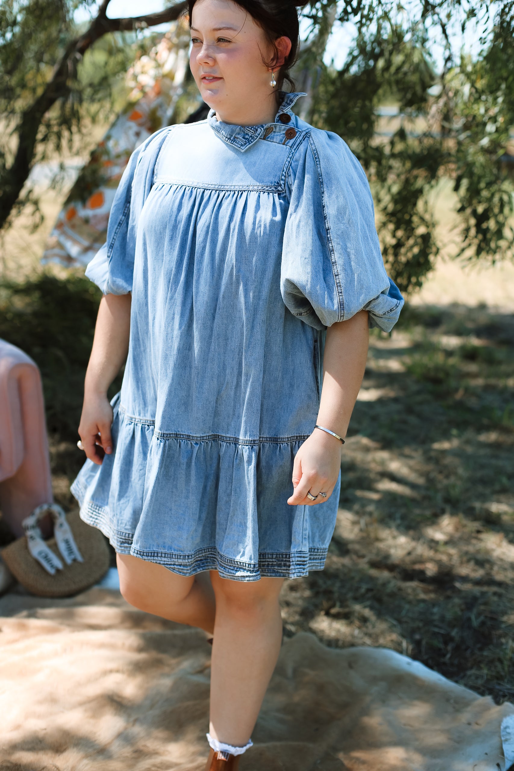 Zimmermann Denim Smock Mini Dress - Size 8